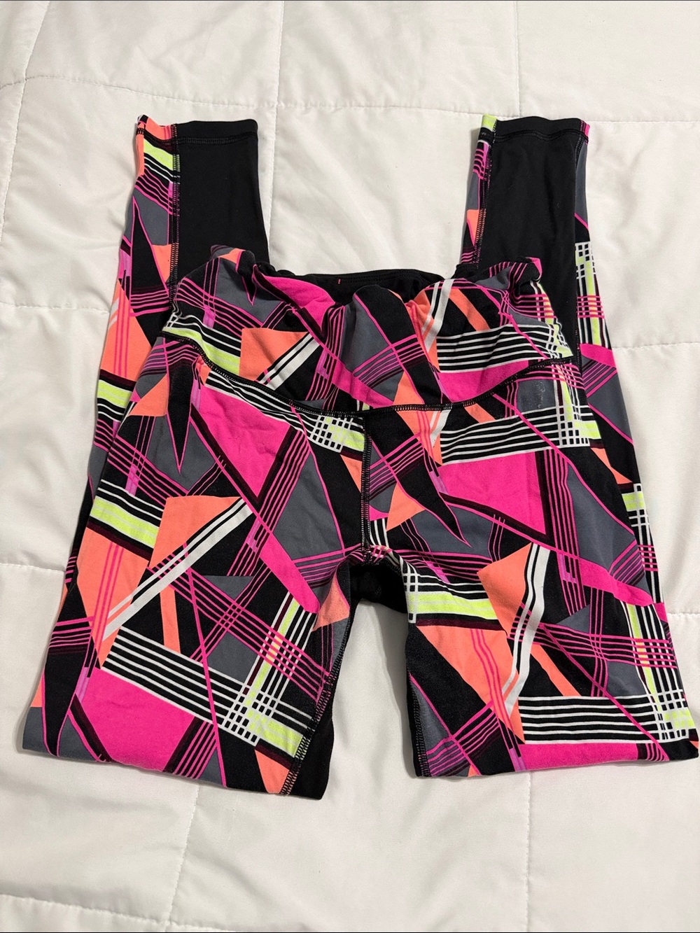 Victoria's Secret Neon Geo Leggings - Pink, Black & Coral